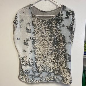 ZARA sparkly gray t-shirt